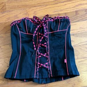 Tripp NYC Black Top with Pink Lace Accents